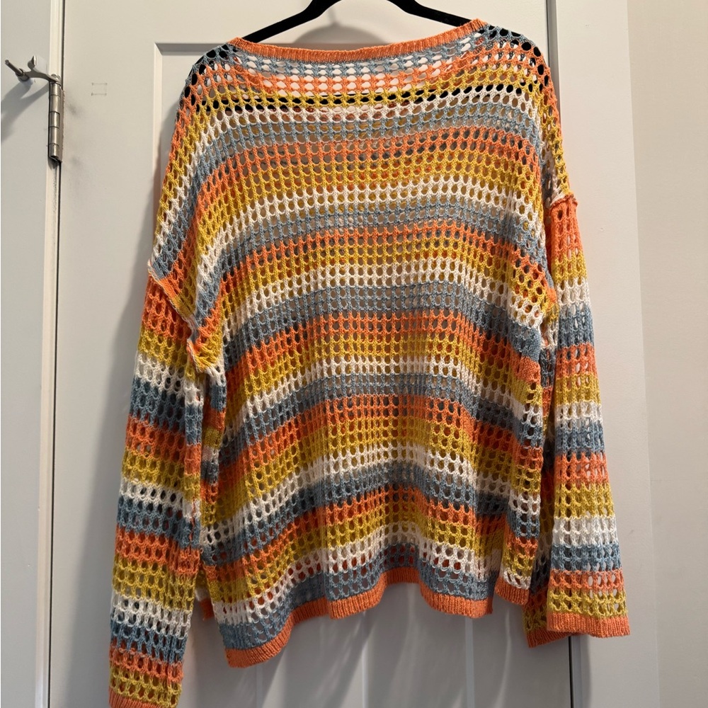 Colorful Striped Women's crocheted cover up/top